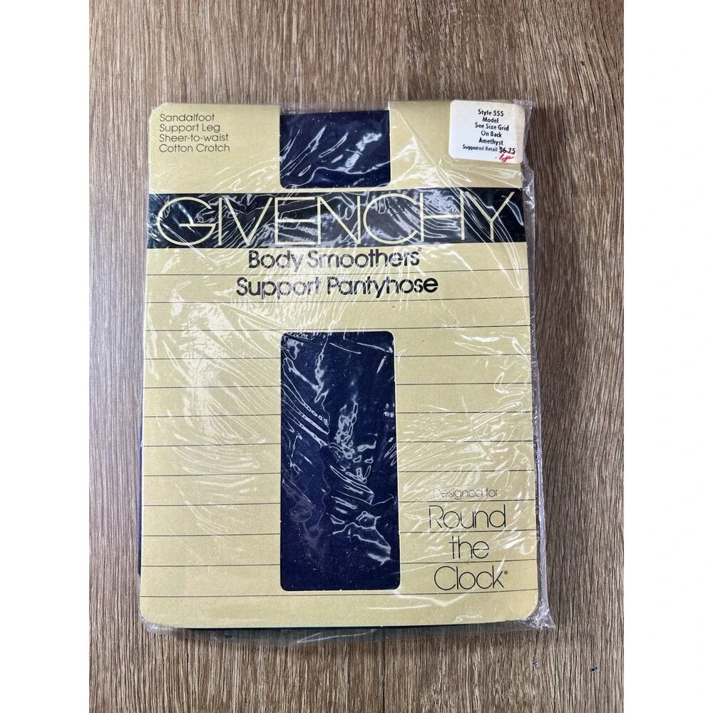 Vintage 80s Givenchy Support Pantyhose Style 555 Amethyst Purple Model New